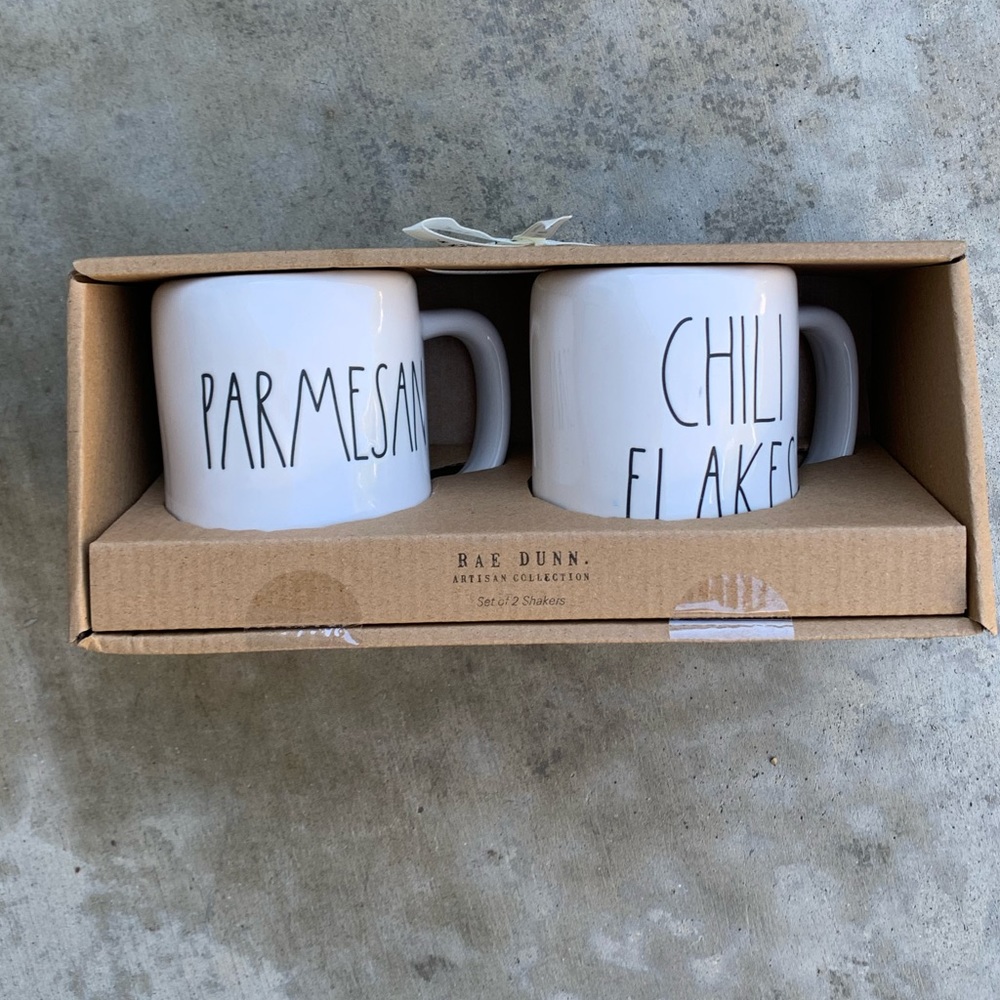 Rae Dunn Parmesan and Chili Flakes Shaker Gift Set